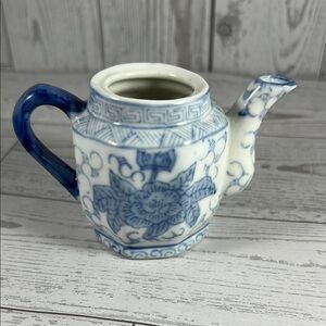 Blue and White Mini Ceramic Teapot - Missing Lid